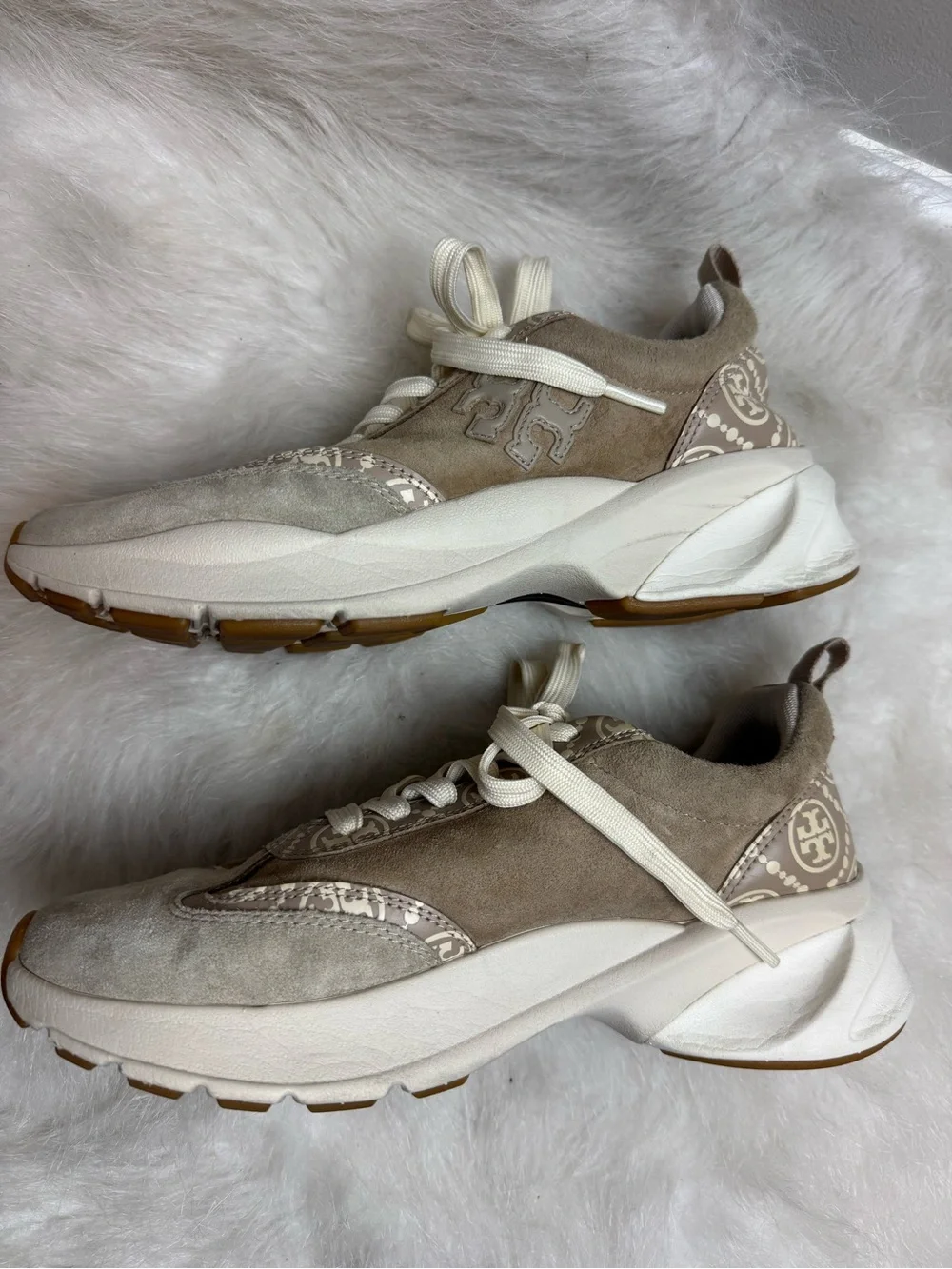 Tory Burch Suede Monogram Good Luck Trainer Chunky Sneaker